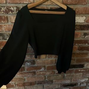 Shien Black Long SleeveTapper Sleeve Blouse Size Large